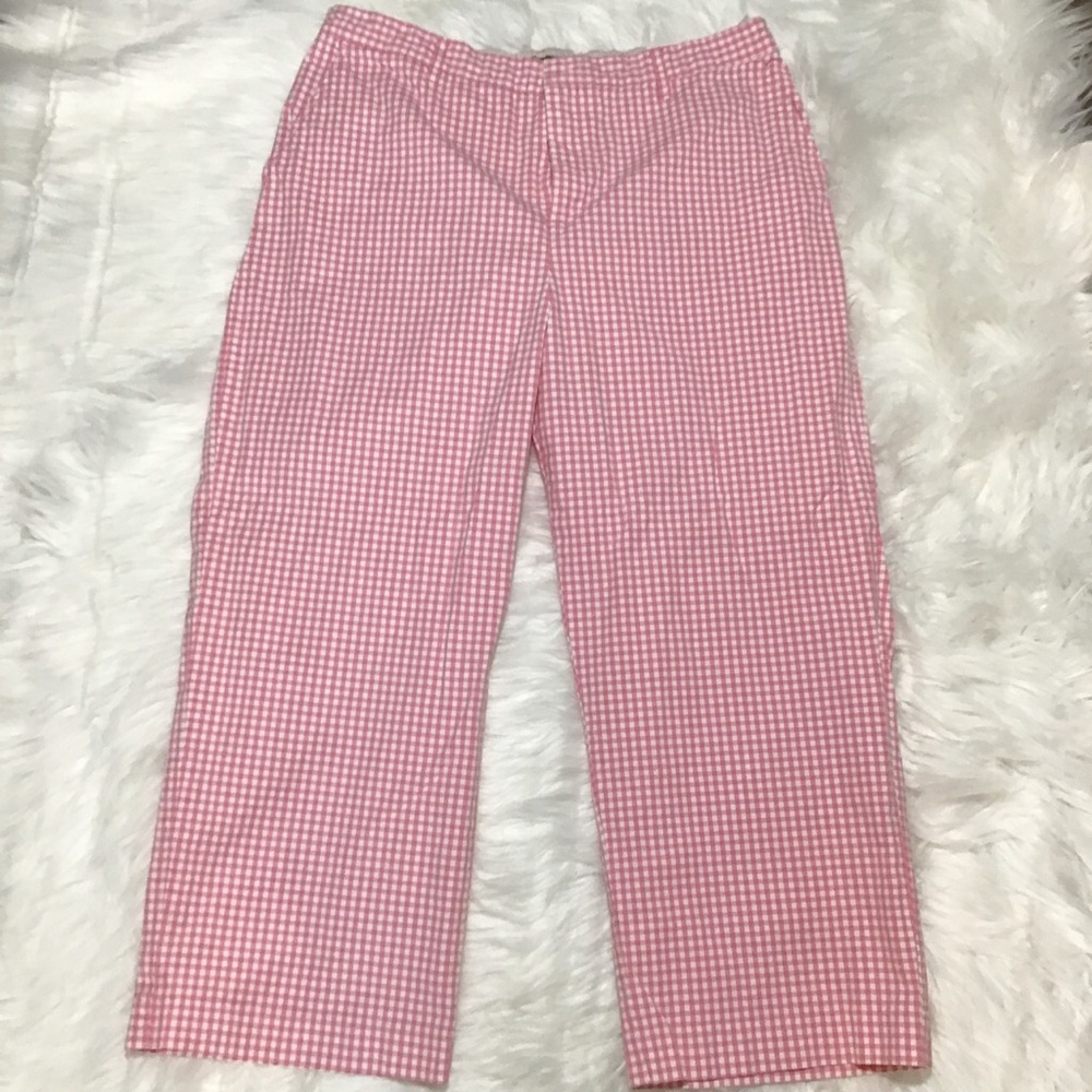 Mountain Lake Women’s Pink White Checkered Pants Straight Wide Leg - Picture 2 of 4